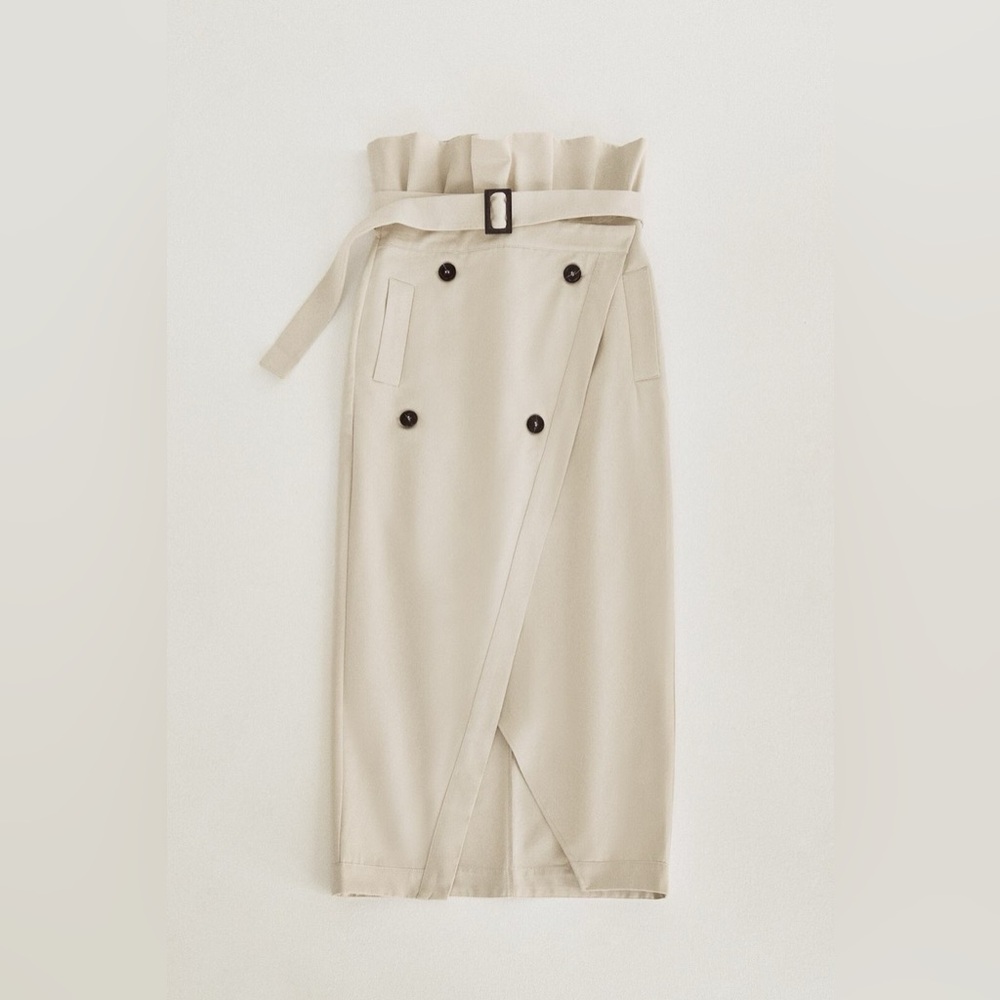 ZARA paperbag gabardine skirt L - Picture 4 of 12
